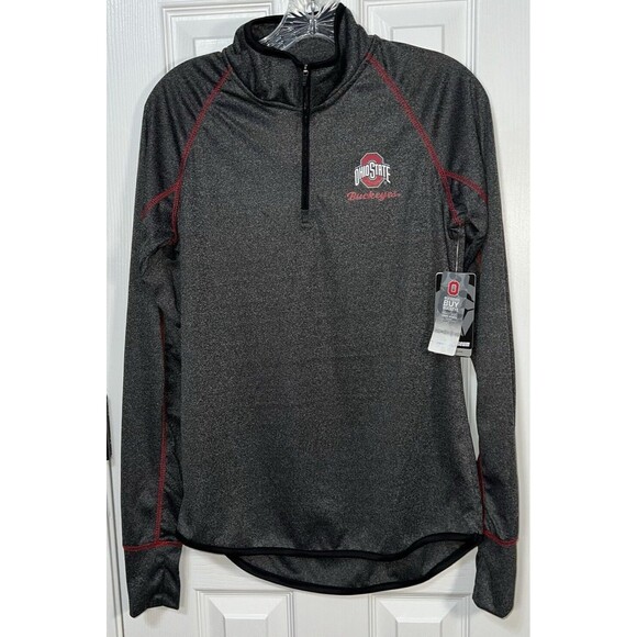 Colosseum Ohio State Buckeys Pullover Long Sleeve Zip Collar Womens Size Large - Picture 2 of 8